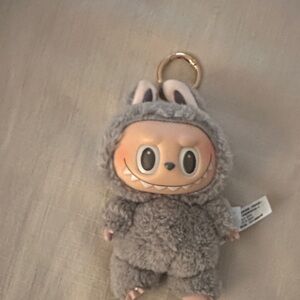 Gray Plush Bunny Keychain